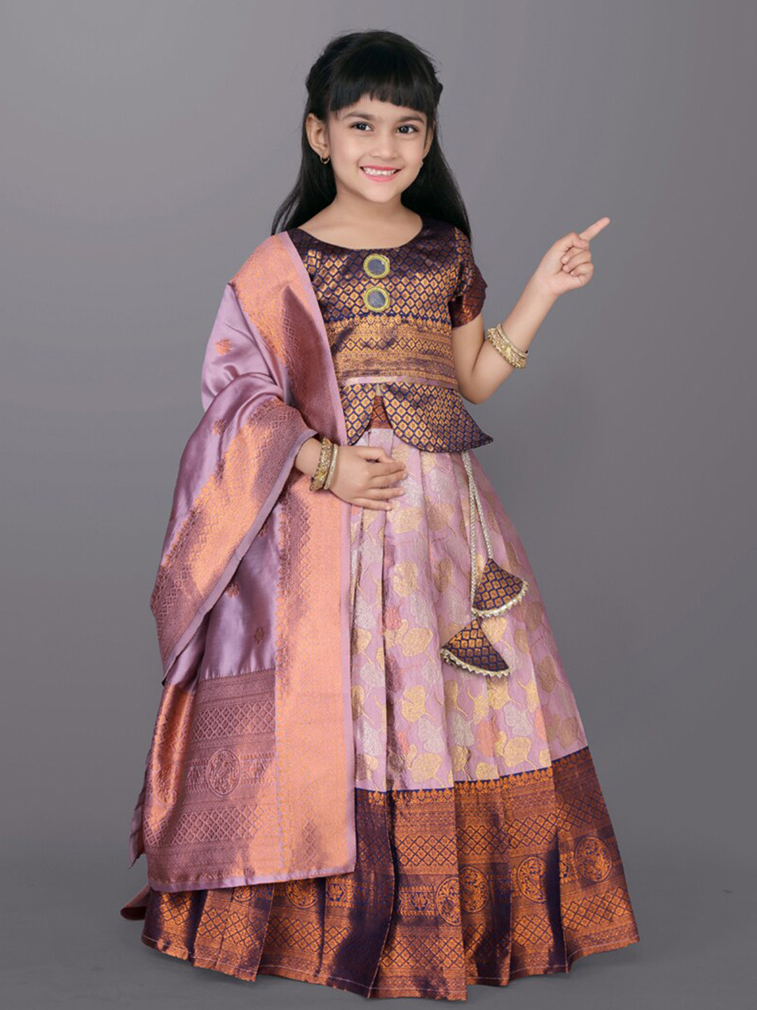 

BAESD Girls Zardozi Ready to Wear Lehenga & Blouse With Dupatta, Pink