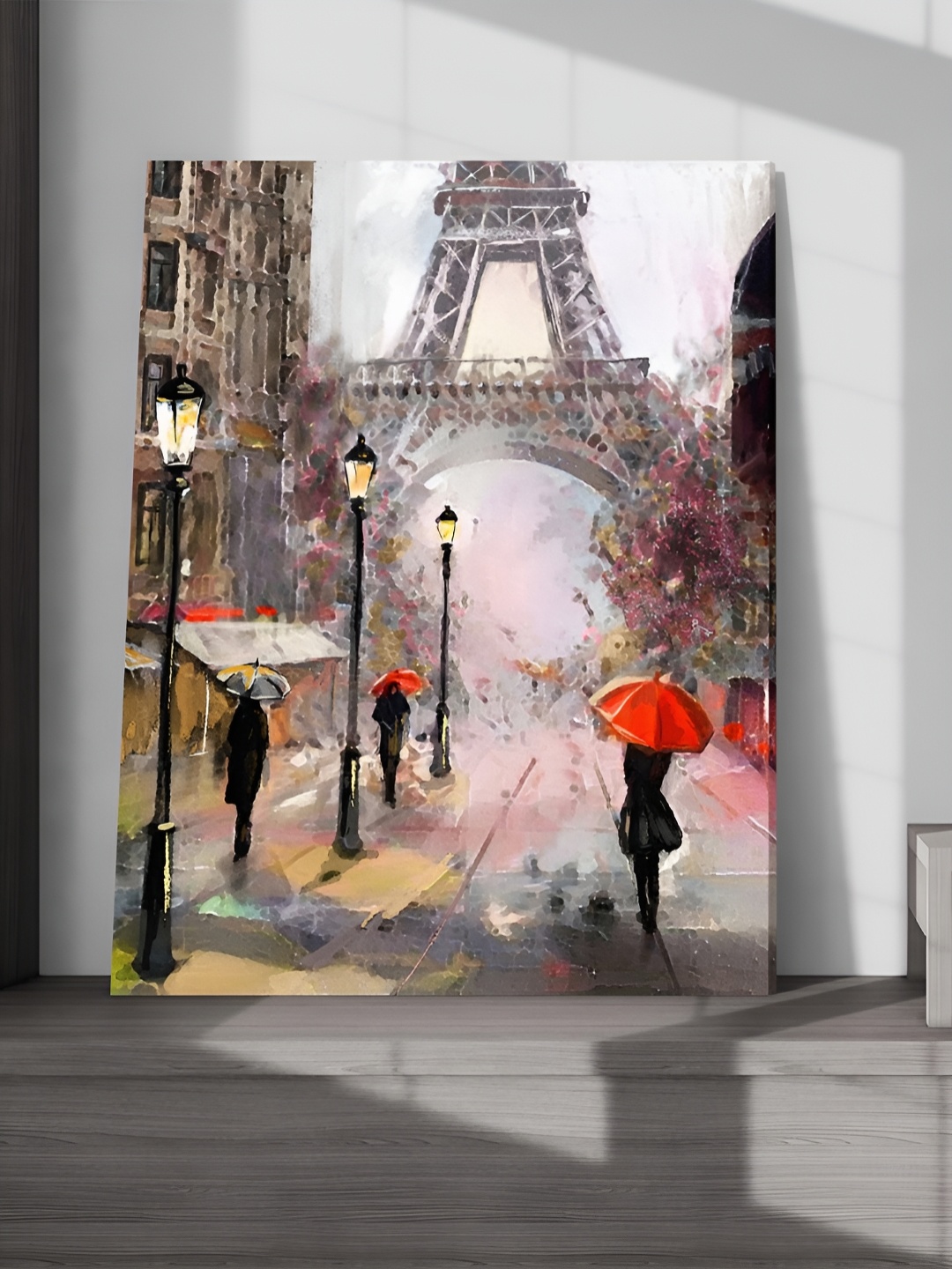 

Art Street Canvas Painting Paris Street Effile Tower Wall Hanging, Off white
