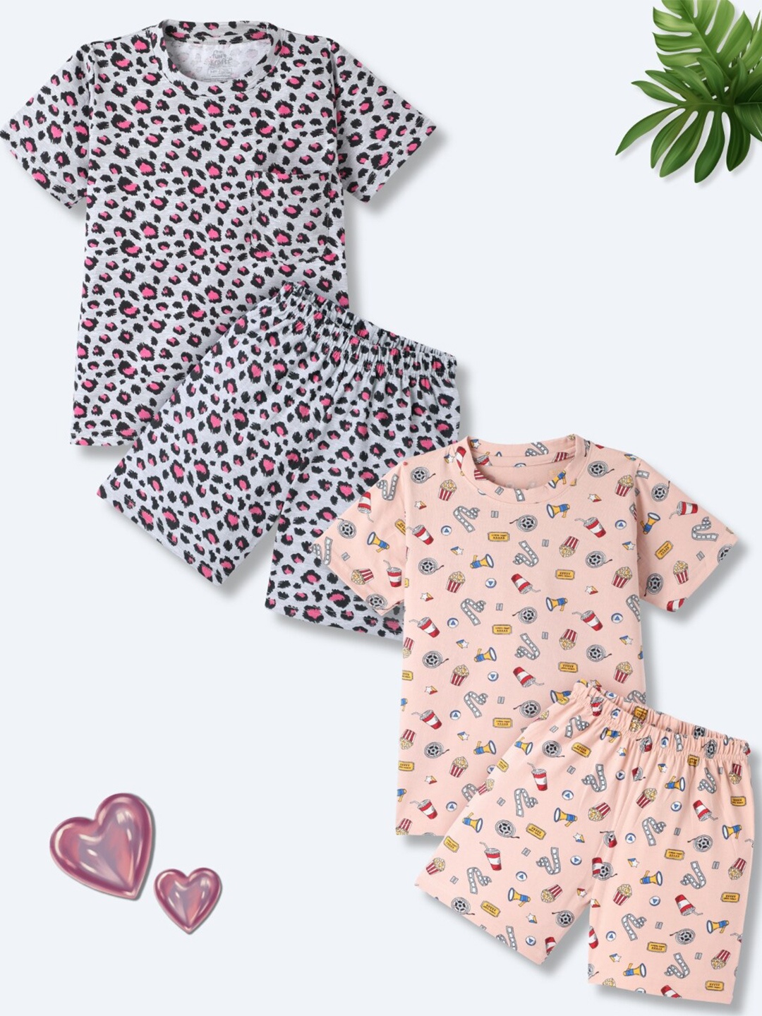 

FUNKRAFTS Girls Pack Of 2 Printed Clothing Set, Pink