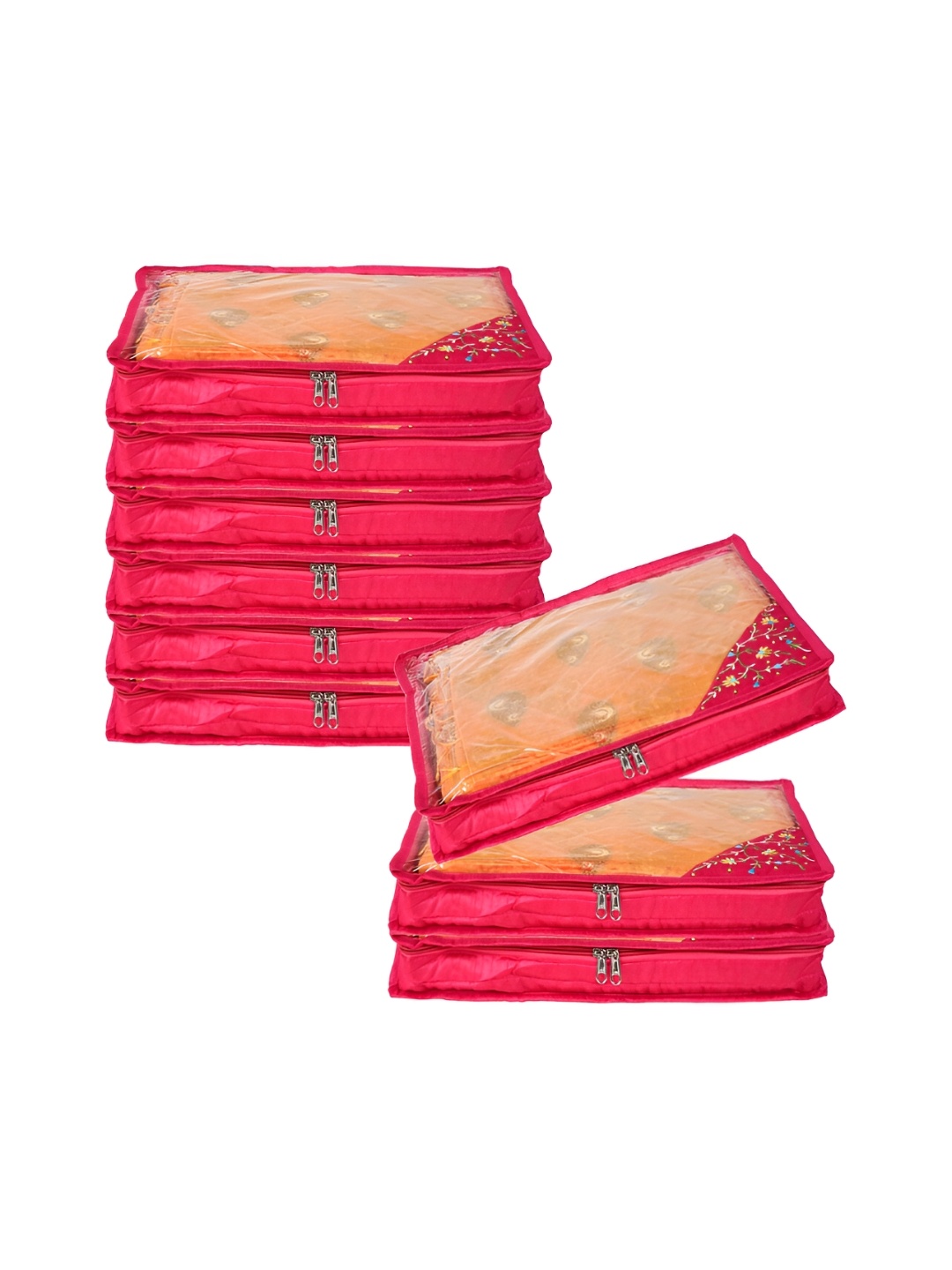 

Kuber Industries Pink & Transparent 9 Pieces Regular Multi-Utility Organisers