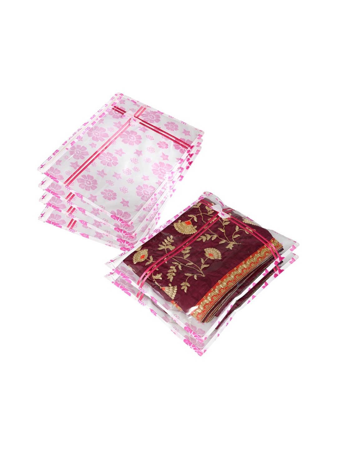 

Kuber Industries White & Pink 6 Pieces Printed Multi-Utility Organisers