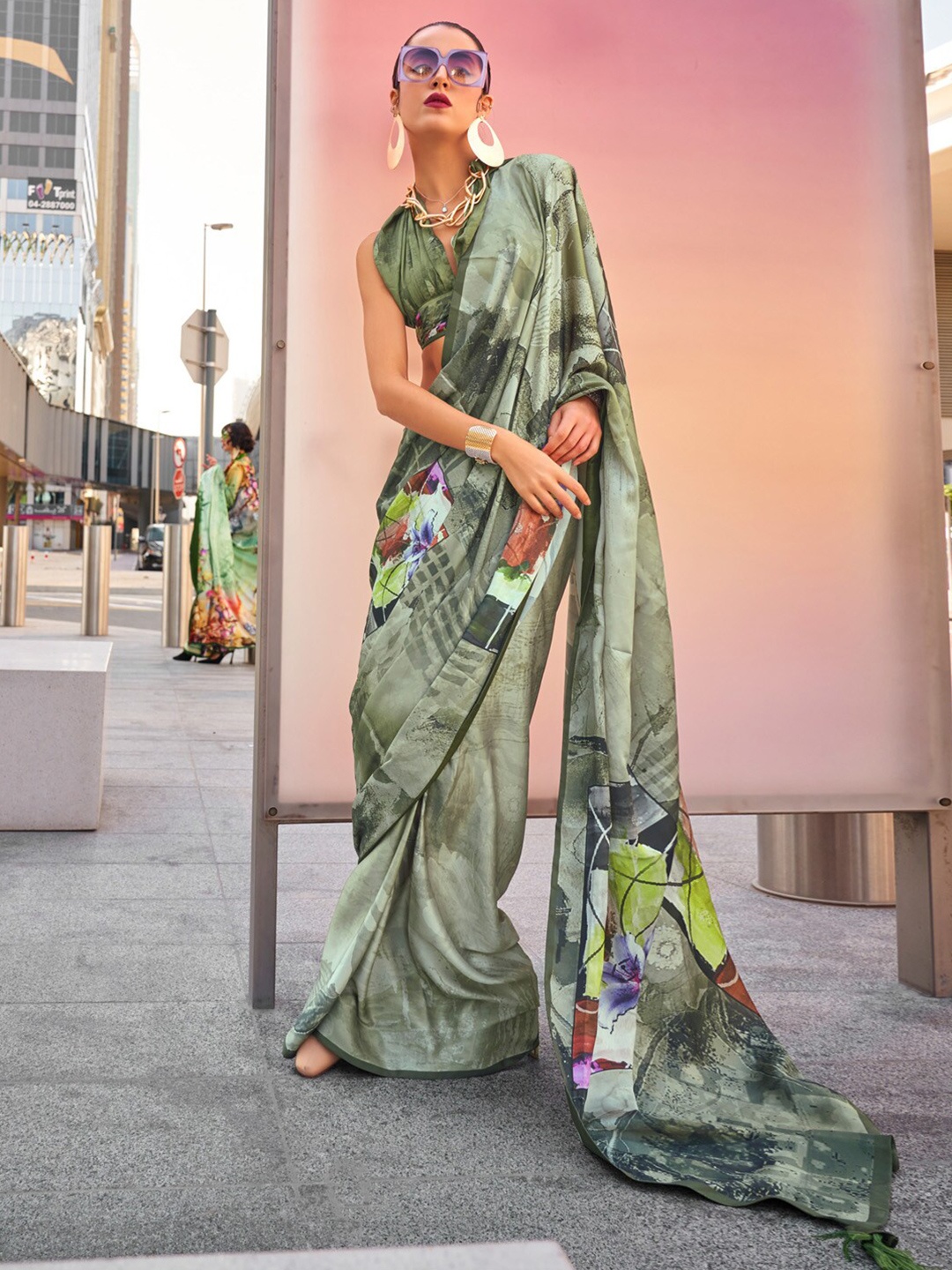 

Anouk Silk Blend Saree, Sea green