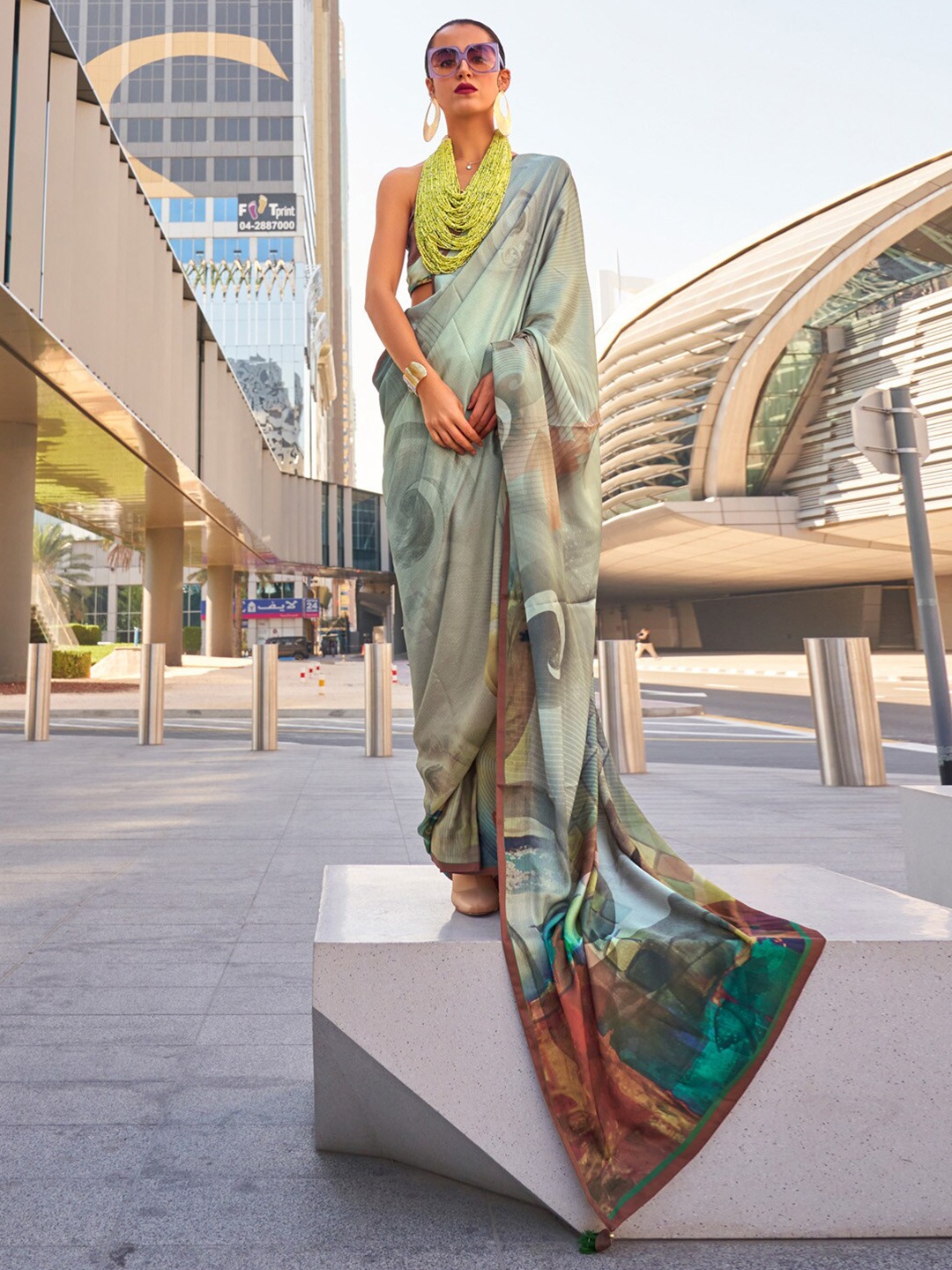 

Anouk Silk Blend Saree, Sea green