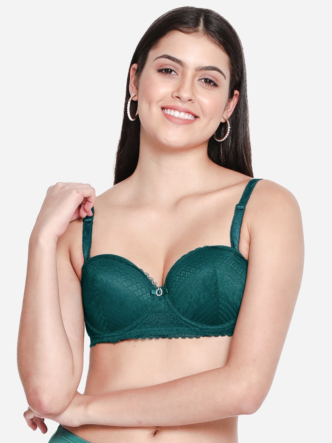 

Susie Medium Coverage Underwired Lightly Padded Balconette Bra- All Day Comfort, Green