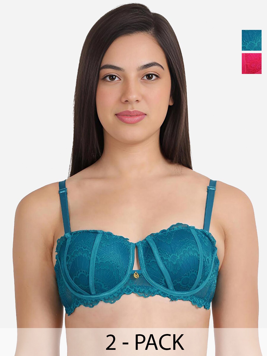 

Susie Pack of 2 Full Coverage Lightly Padded Balconette Bra With All Day Comfort, Pink