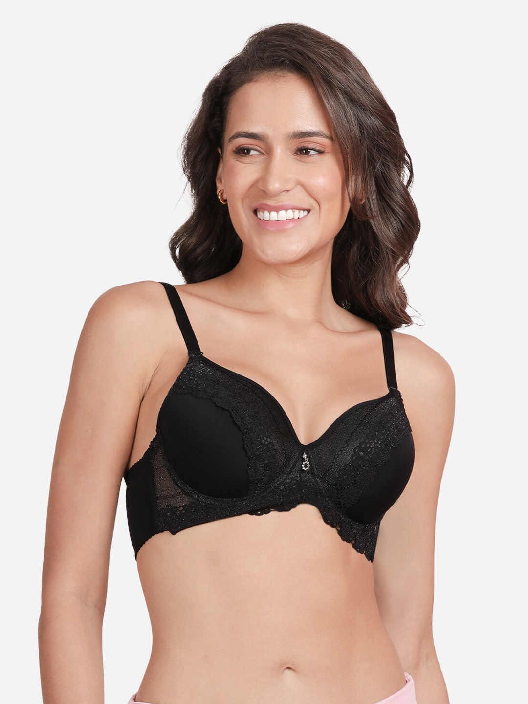 

Susie Lace Full Coverage Lightly Padded Balconette Bra With All Day Comfort, Black
