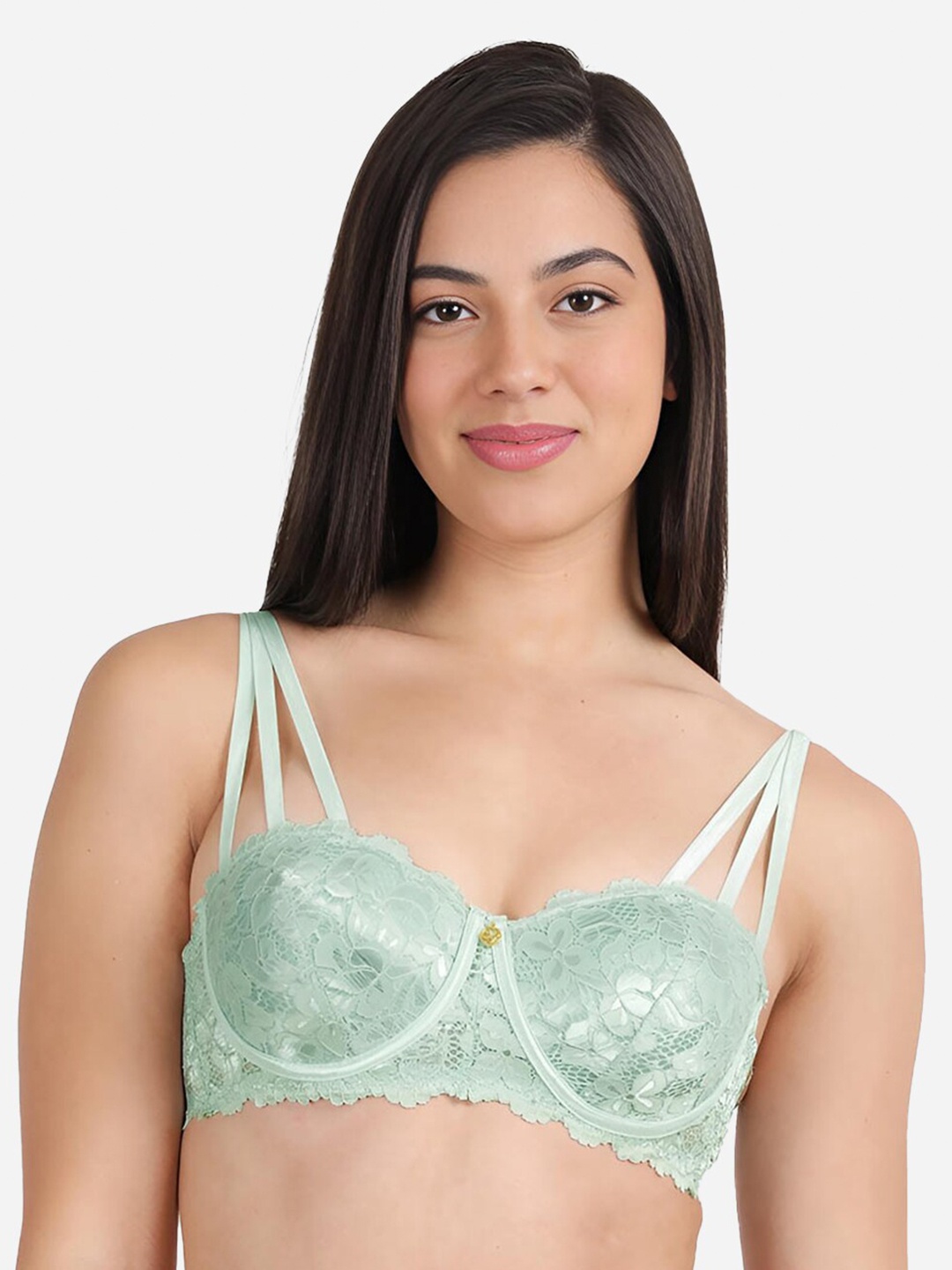 

Susie Medium Coverage Underwired Lightly Padded Balconette Bra- All Day Comfort, Green