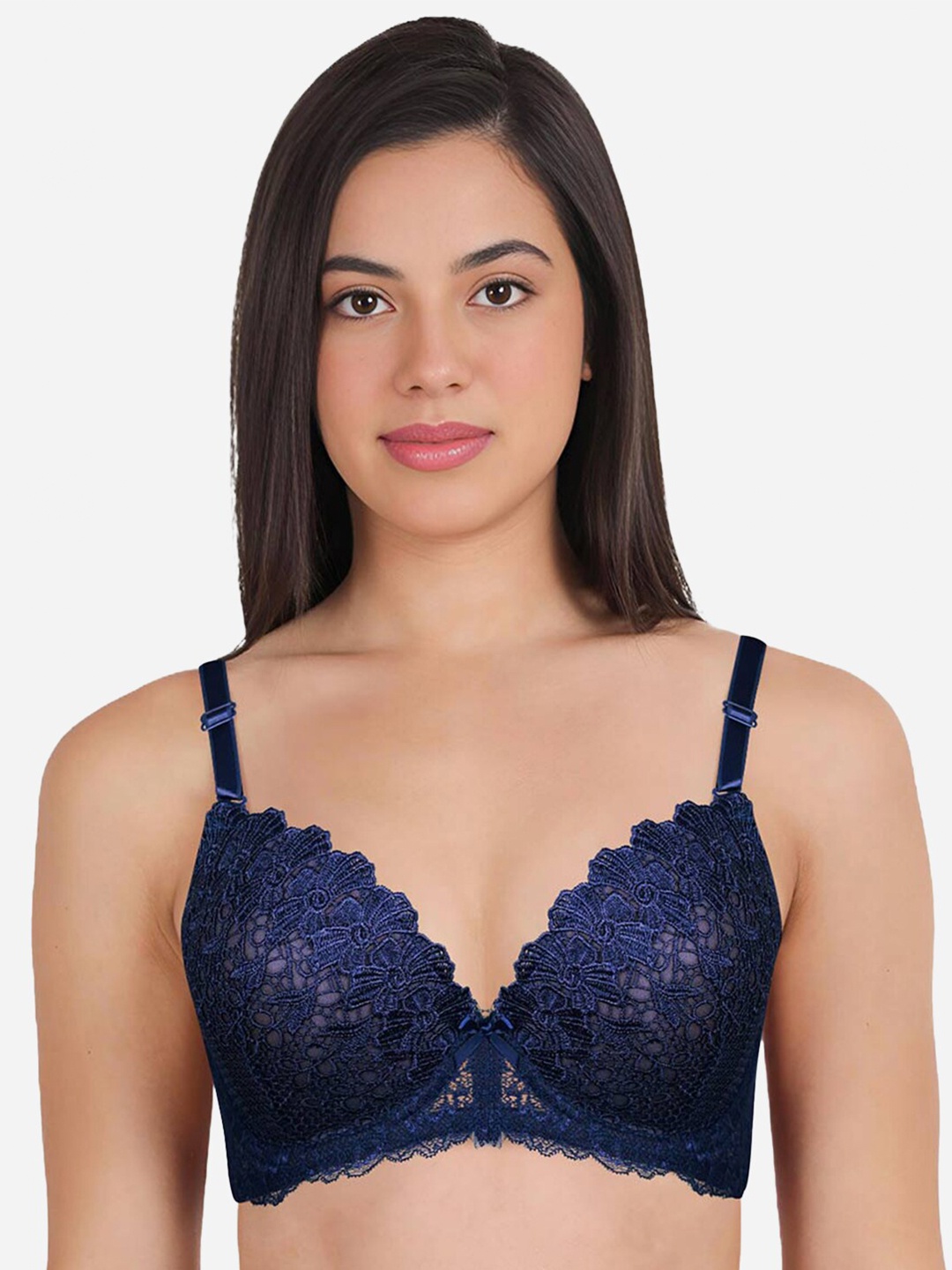 

Susie Lace Medium Coverage Lightly Padded Balconette Bra With All Day Comfort, Blue