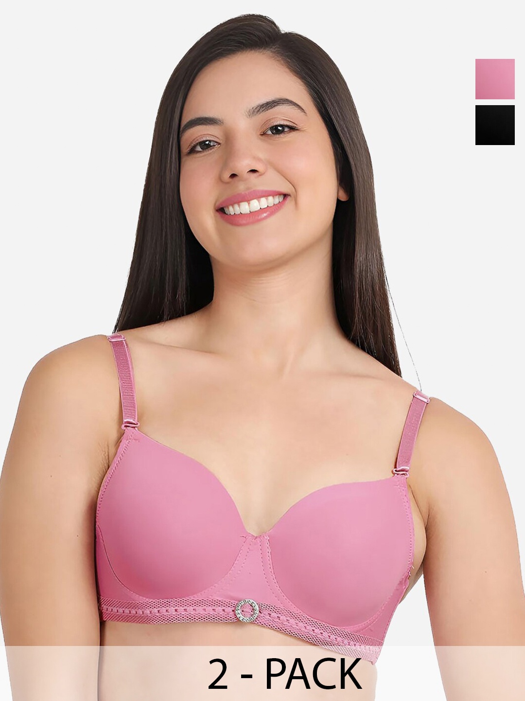 

Susie Bra Pack Of 2 Medium Coverage Lightly Padded T-shirt Bra With All Day Comfort, Pink