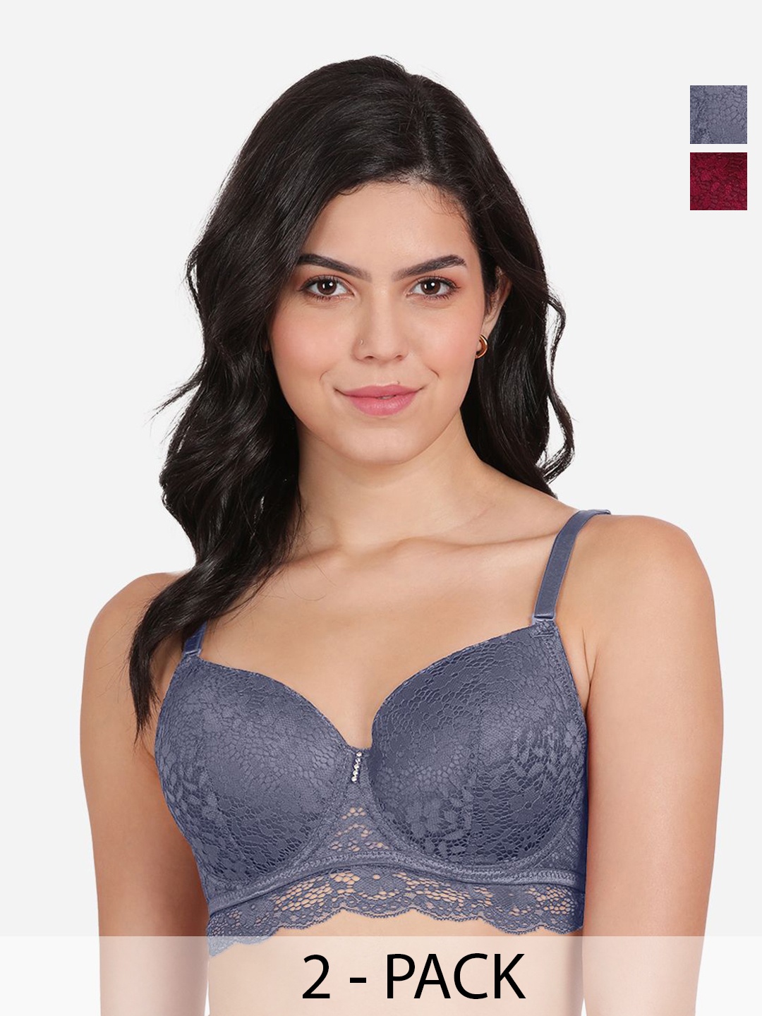 

Susie Bra Pack Of 2 Medium Coverage Lightly Padded T-shirt Bra With All Day Comfort, Grey