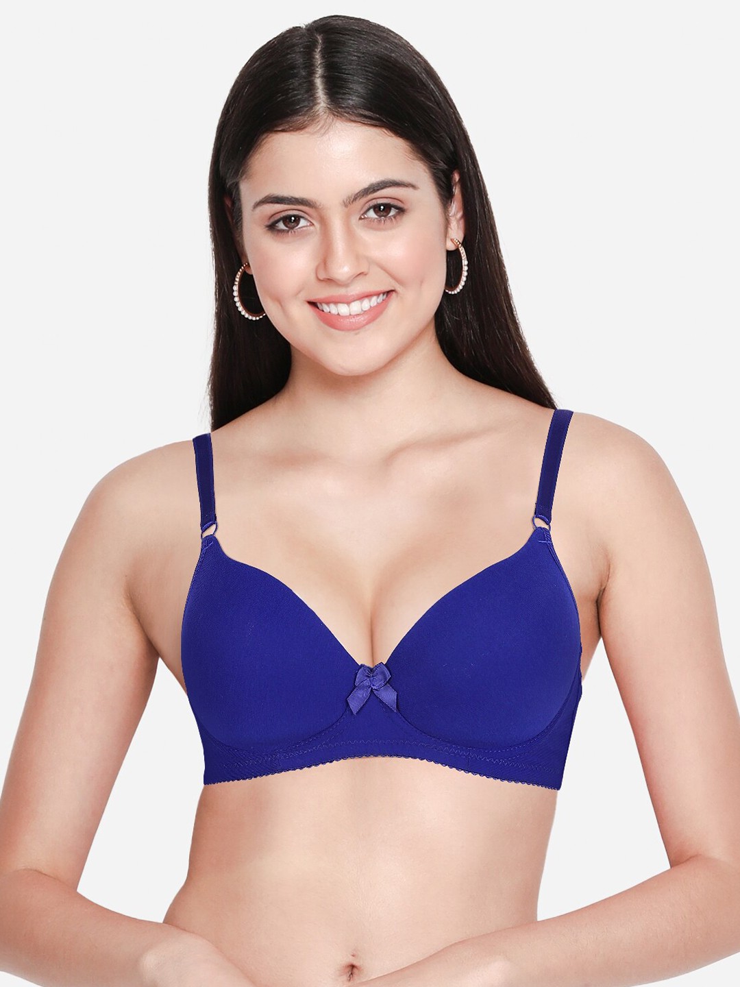 

Susie Cotton T-shirt Bra Medium Coverage Lightly Padded All Day Comfort, Blue