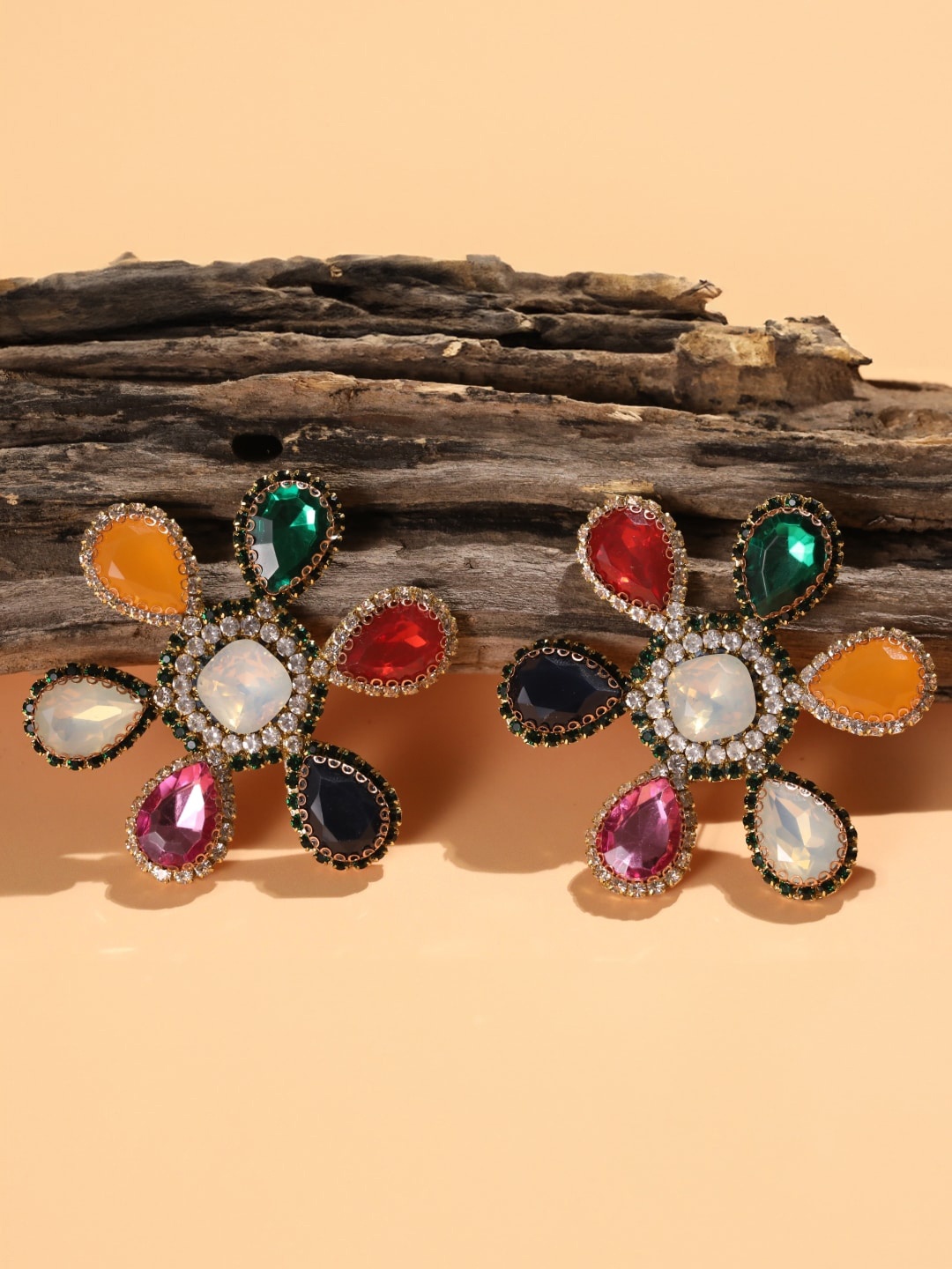 

DressBerry Gold-Plated Rhinestone Studded Contemporary Drop Earrings
