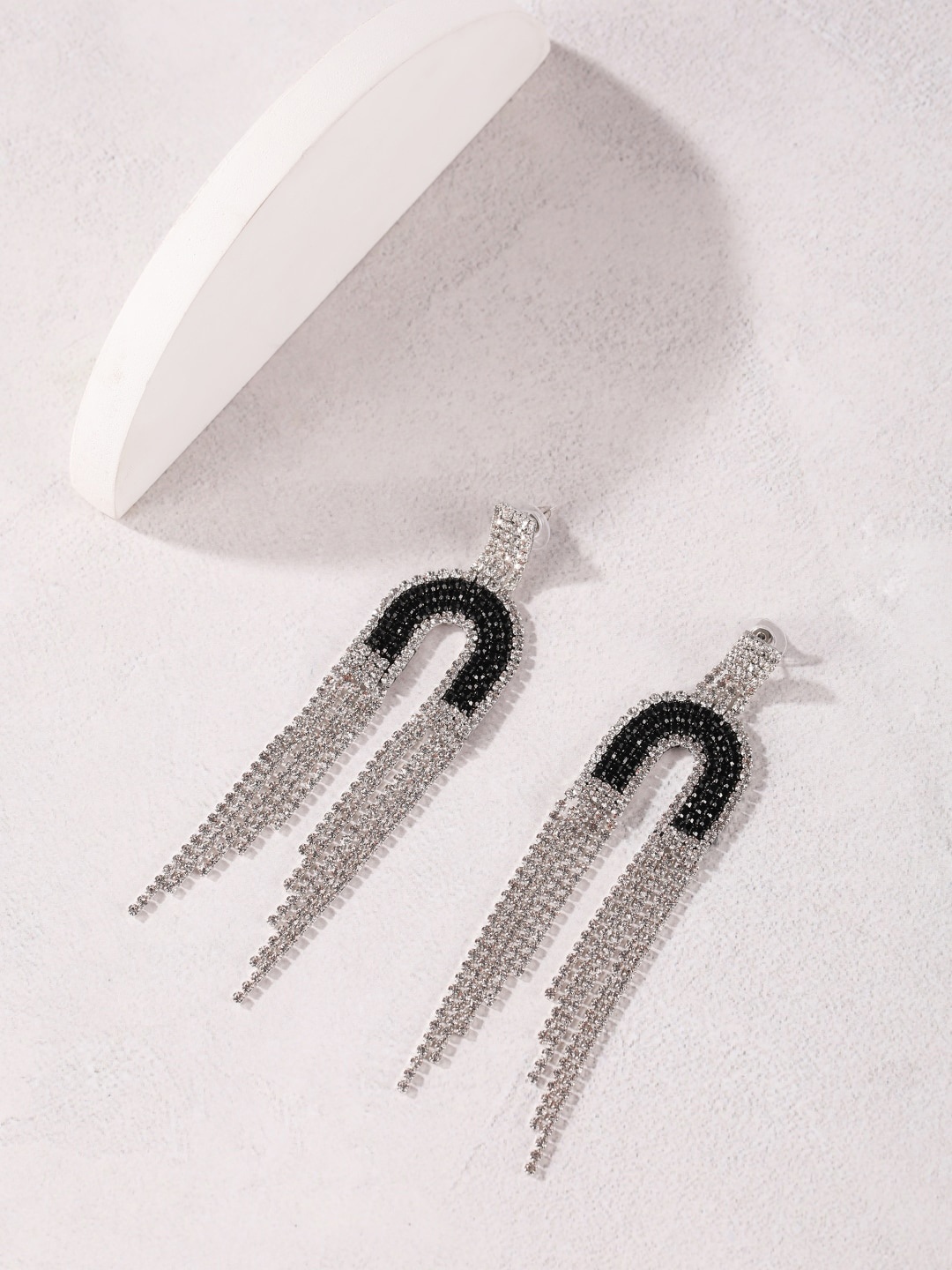 

DressBerry Silver Toned Rhinestone Silver Plated Drop Earrings
