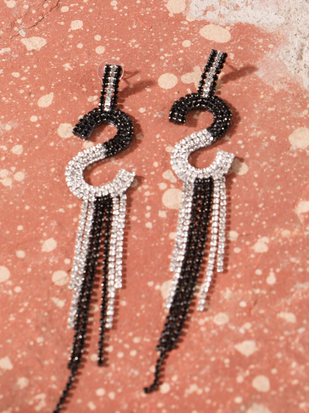 

DressBerry Silver-Plated Rhinestone Studded Contemporary Drop Earrings