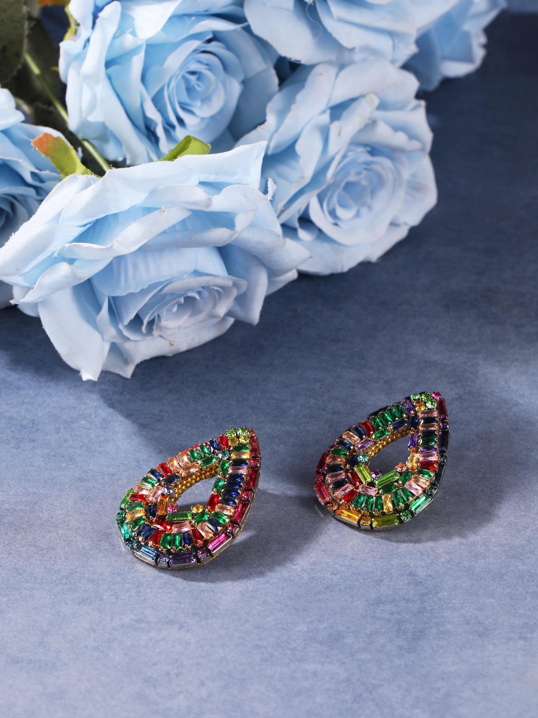 

DressBerry Silver-Plated Rhinestone Contemporary Drop Earrings