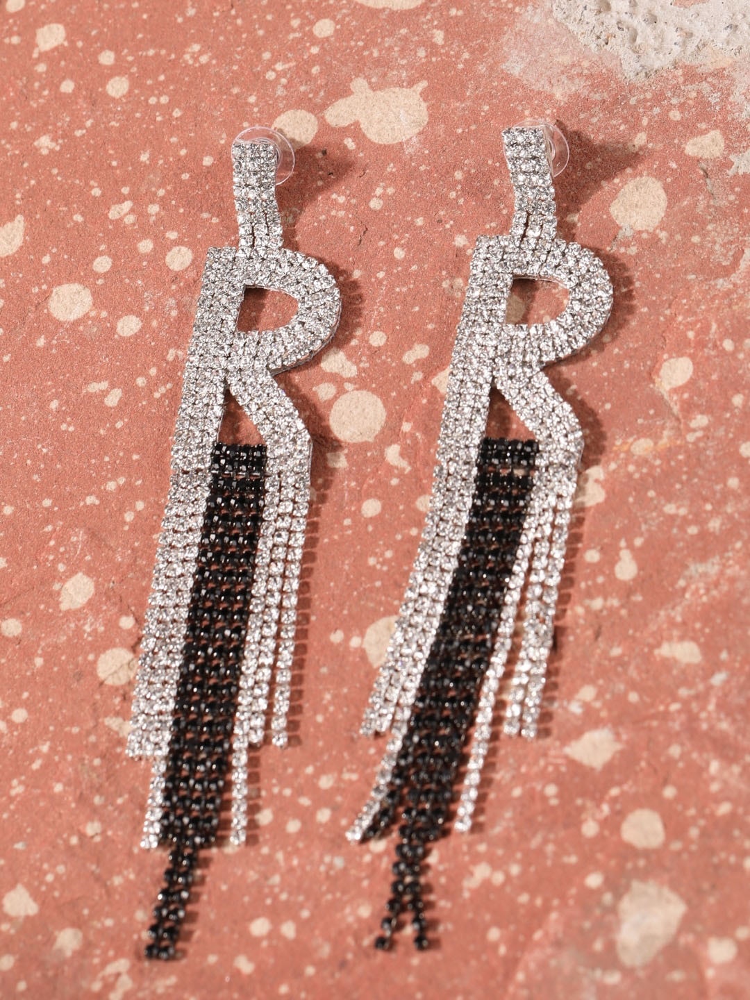 

DressBerry Silver Plated Rhinestone Studded Contemporary Drop Earrings