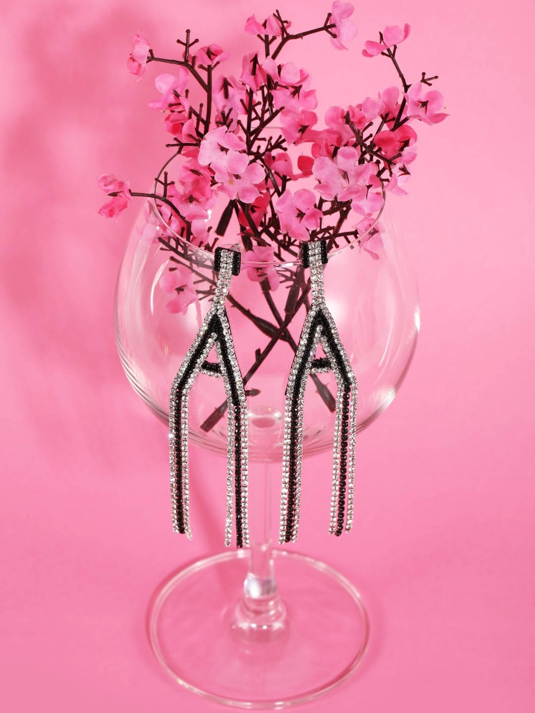

DressBerry Silver Silver Plated Rhinestone Studded Contemporary Drop Earrings