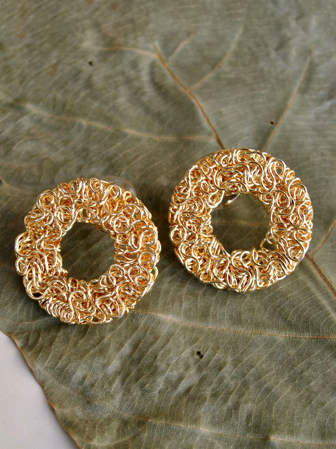 

BeAbhika Gold-Plated Circular Studs Earrings