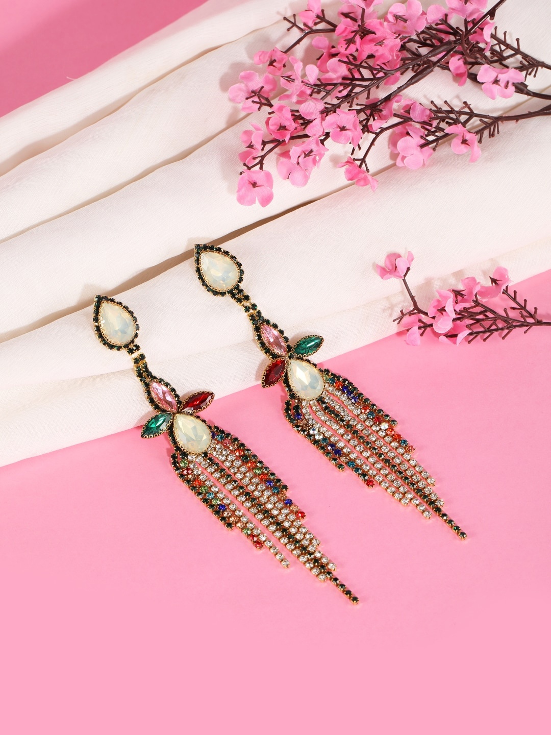 

Stylecast X KPOP Gold-Plated Rhinestone Studded Contemporary Drop Earrings