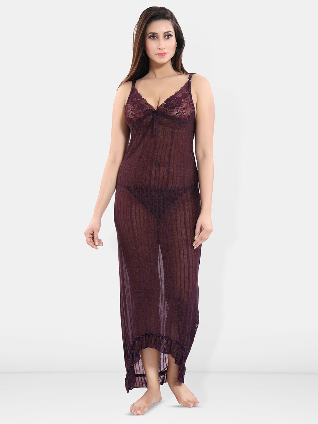 

Be You Self Design Net Baby Doll With Brief, Purple