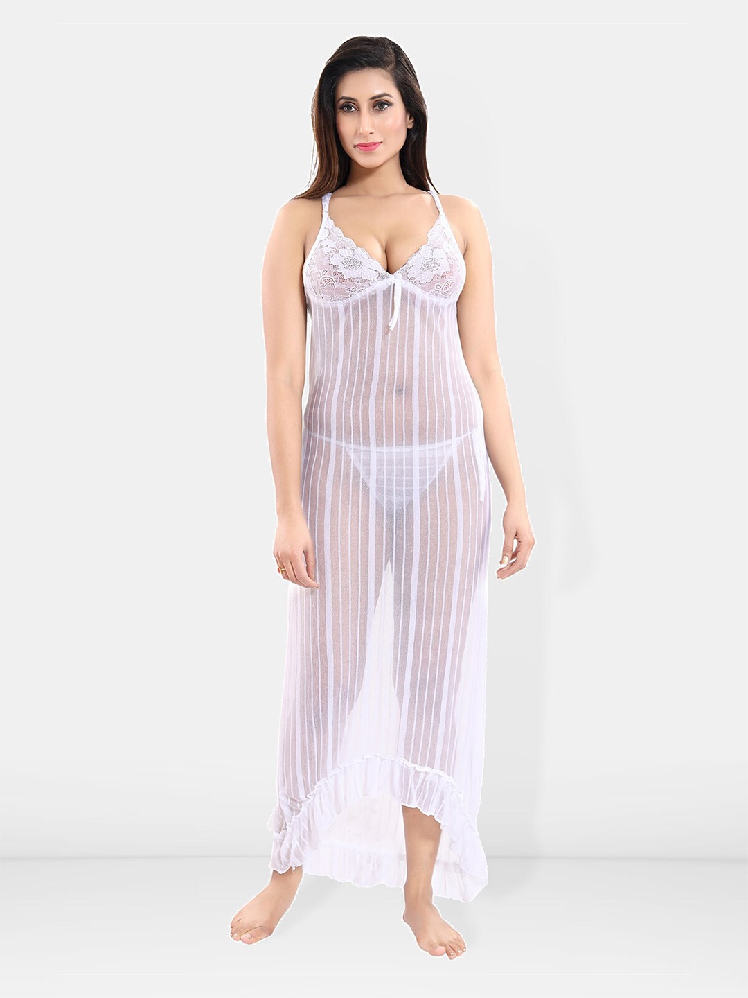 

Be You Self Design Net Baby Doll With Brief, White