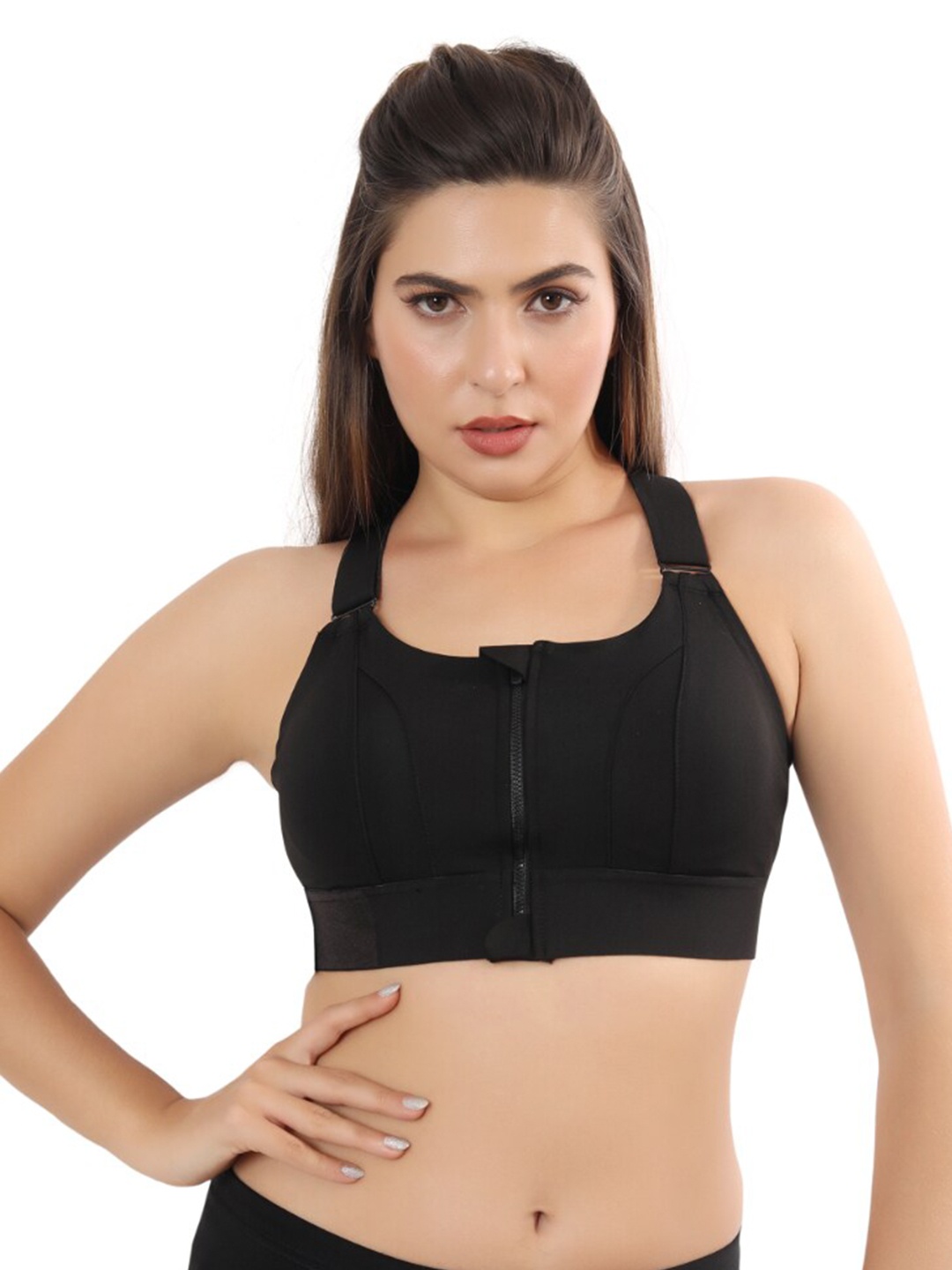 

Bella Voste Lightly Padded Rapid-Dry High Support Workout Bra- Moisture Wicking, Black