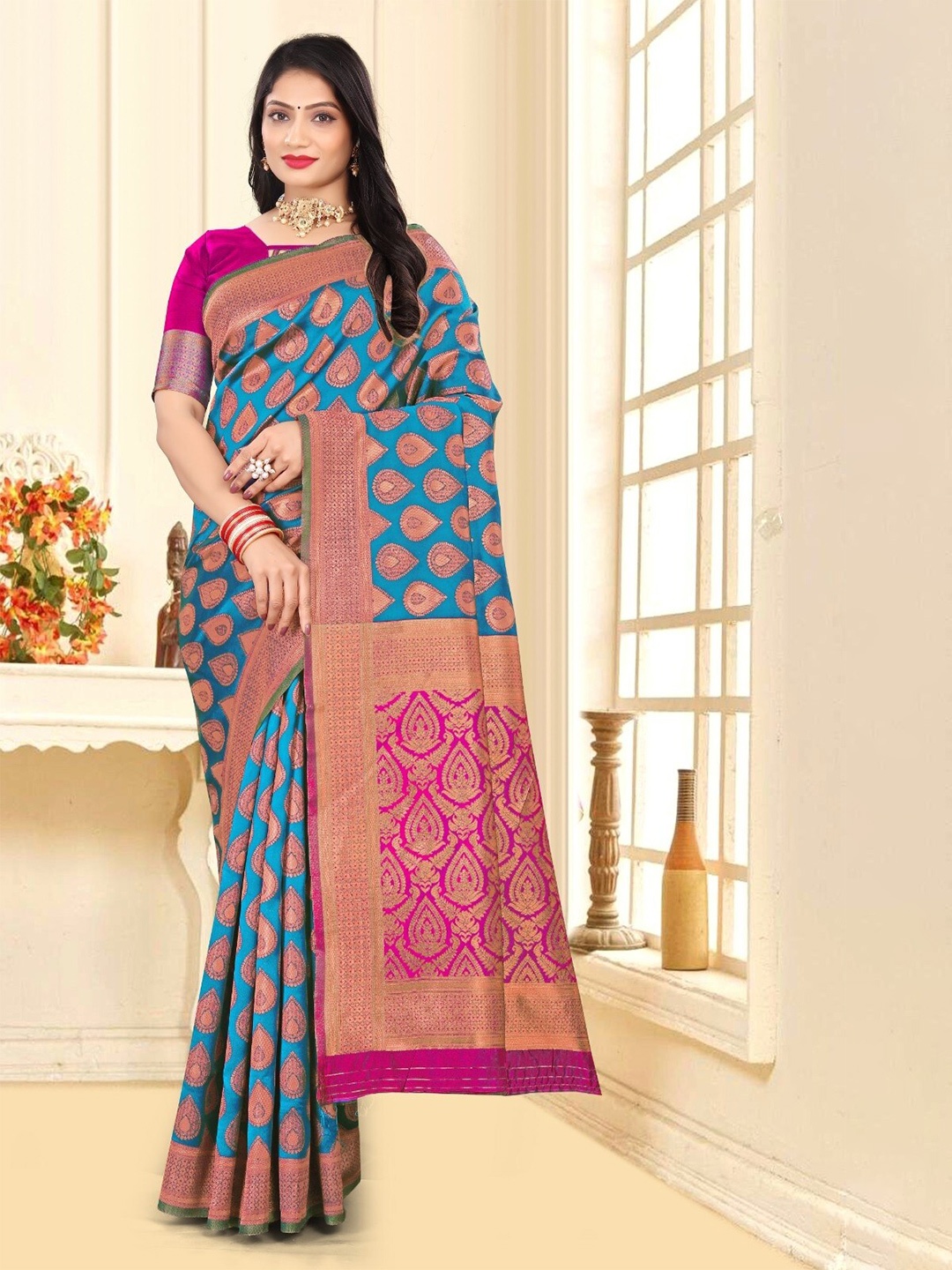 

BAESD Woven Design Zari Banarasi Saree, Blue