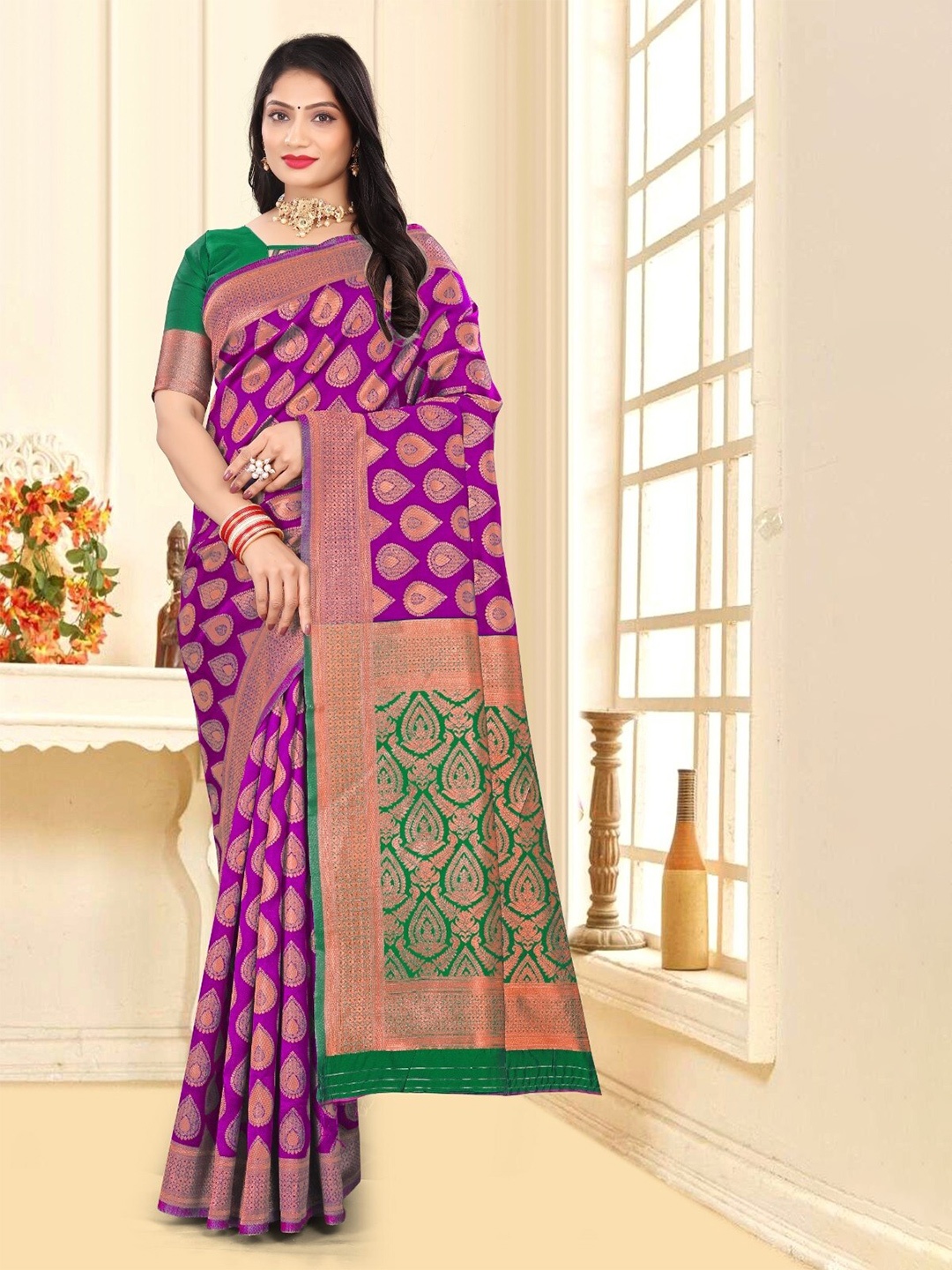

BAESD Woven Design Zari Banarasi Saree, Pink