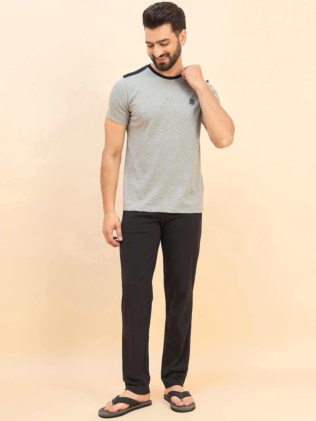

Sweet Dreams Grey Melange Round Neck Night suit