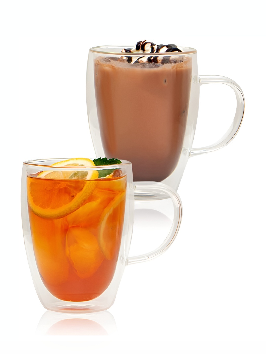 

P-Plus International Transparent 2 Pieces Glass Glossy Mugs 350 ml Each