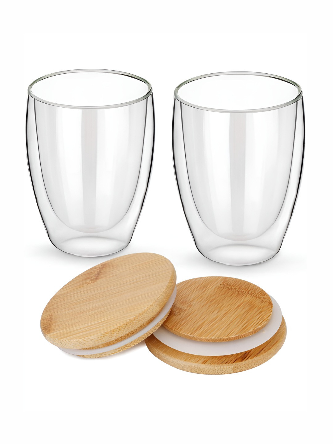 

P-Plus International Transparent 2 Pieces Glass Mugs 350 ml Each