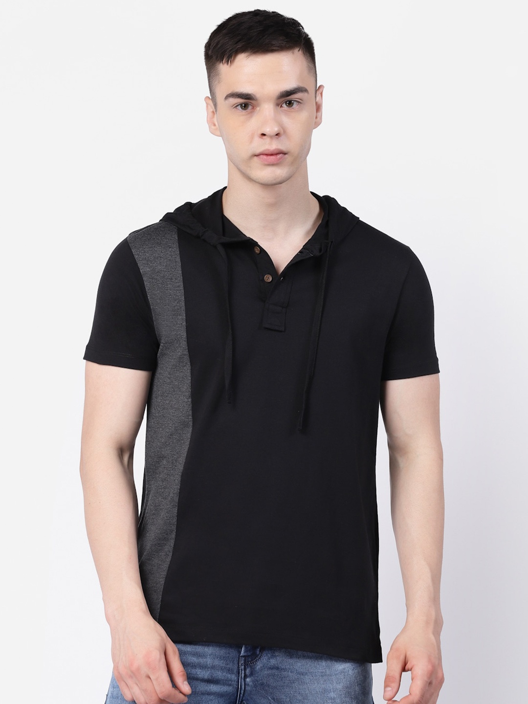 

Kalt Hooded Short Sleeves T-shirt, Black