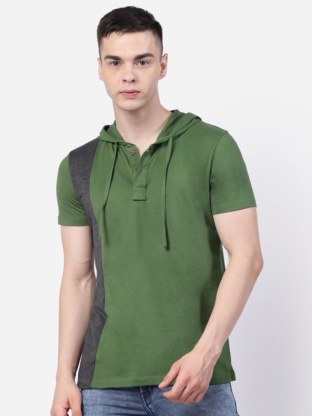 

Kalt Hooded Short Sleeves T-shirt, Olive