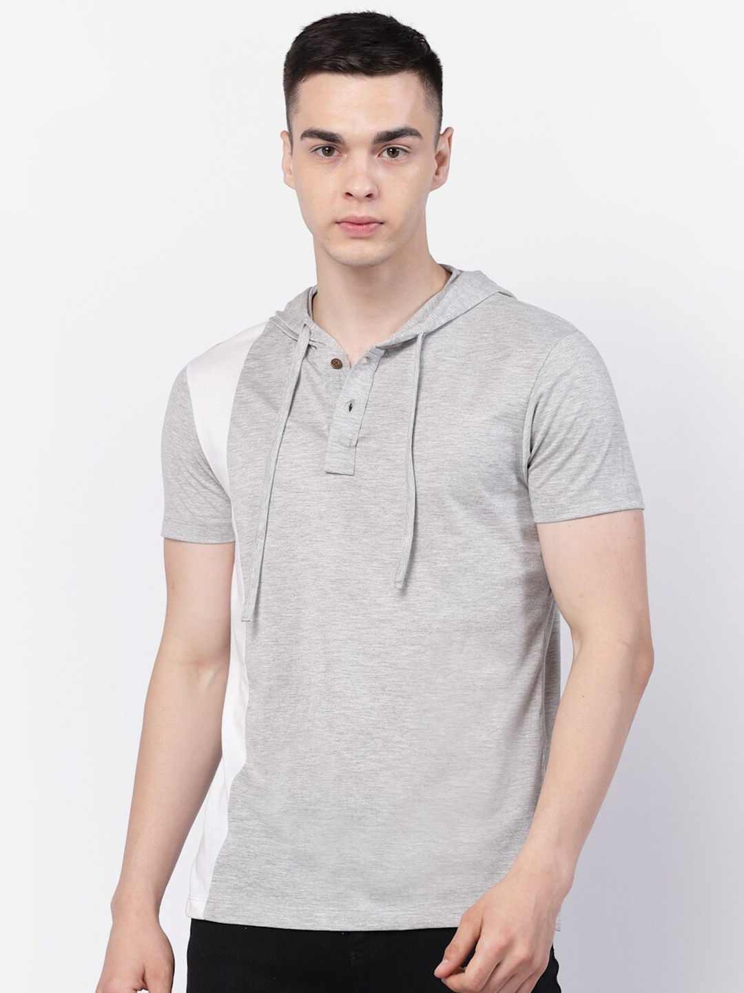 

Kalt Hooded Short Sleeves T-shirt, Grey melange