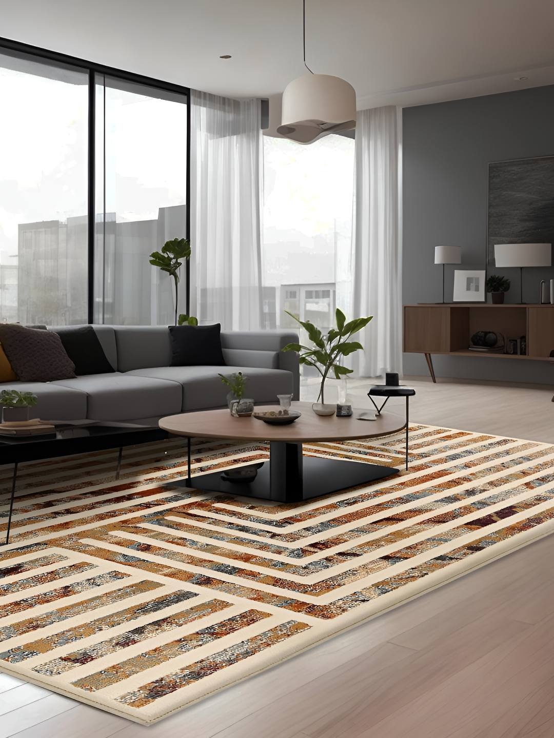 

Sapana Carpet-Mats Beige Geometric Contemporary Carpet