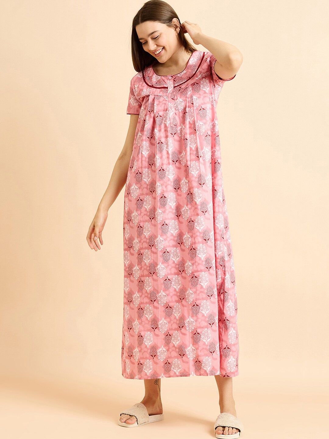 

Sweet Dreams Rose Floral Printed Pure Cotton Maxi Nightdress