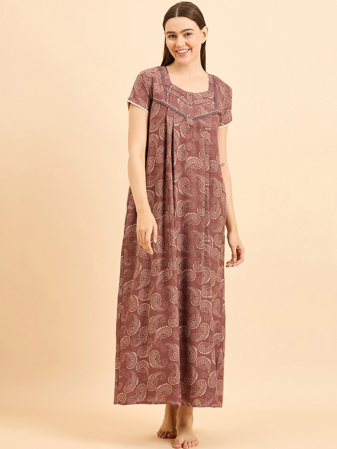 

Sweet Dreams Rose Paisley Printed Pure Cotton Maxi Nightdress