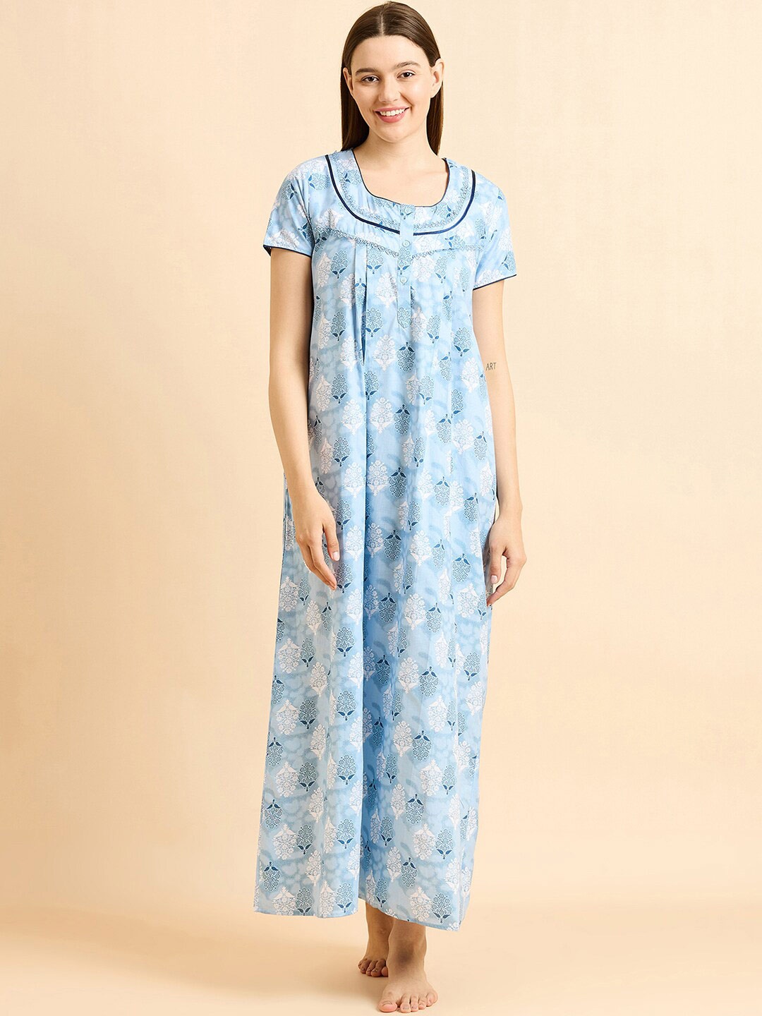 

Sweet Dreams Floral Printed Pure Cotton Maxi Nightdress, Grey