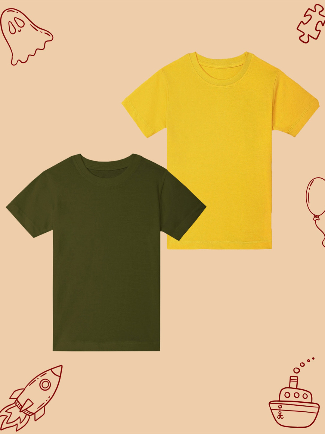 

BAESD Boys Pack of 2 Round Neck Cotton T-shirt, Green