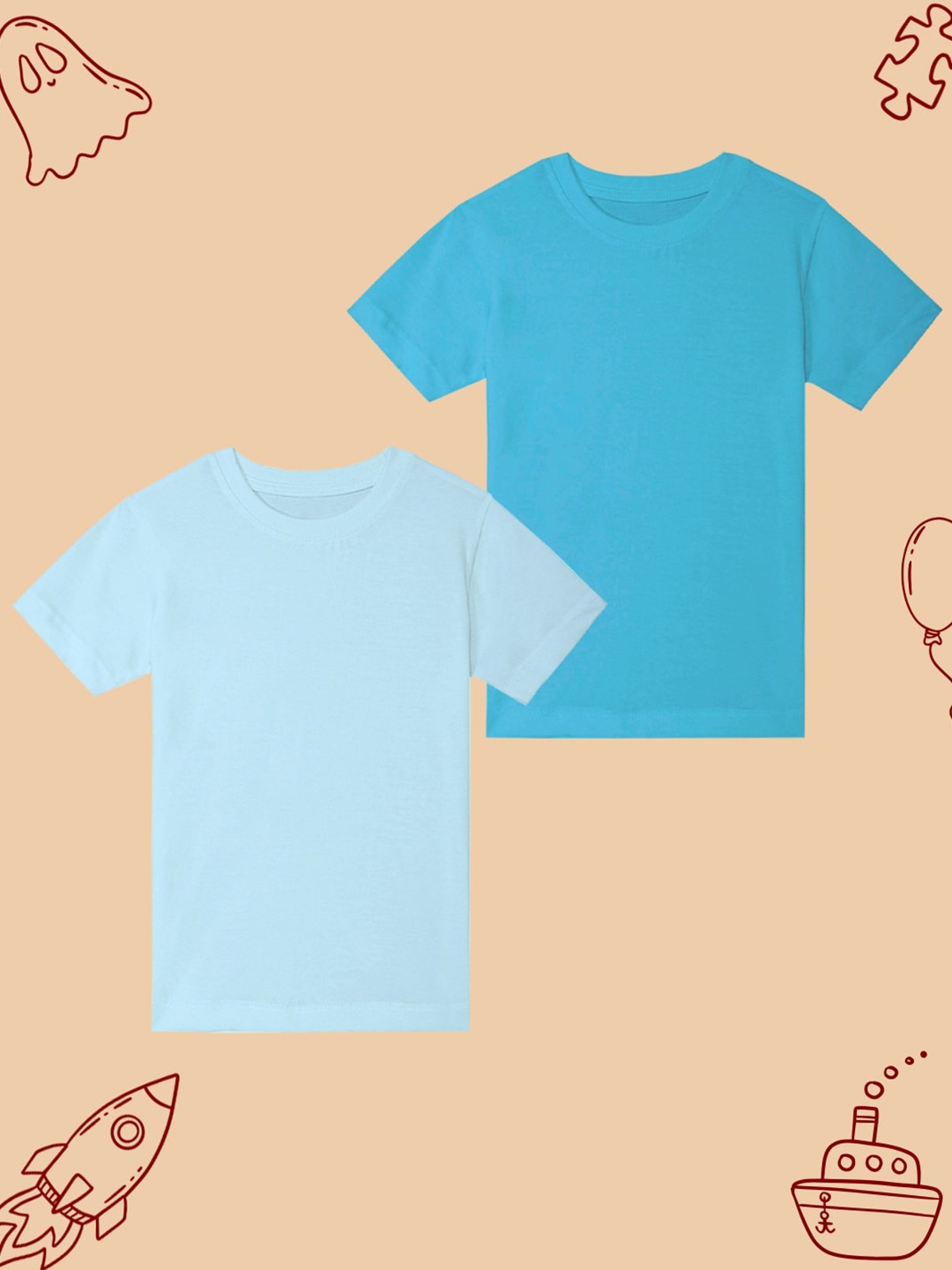 

BAESD Boys Pack of 2 Round Neck Cotton T-shirt, Blue