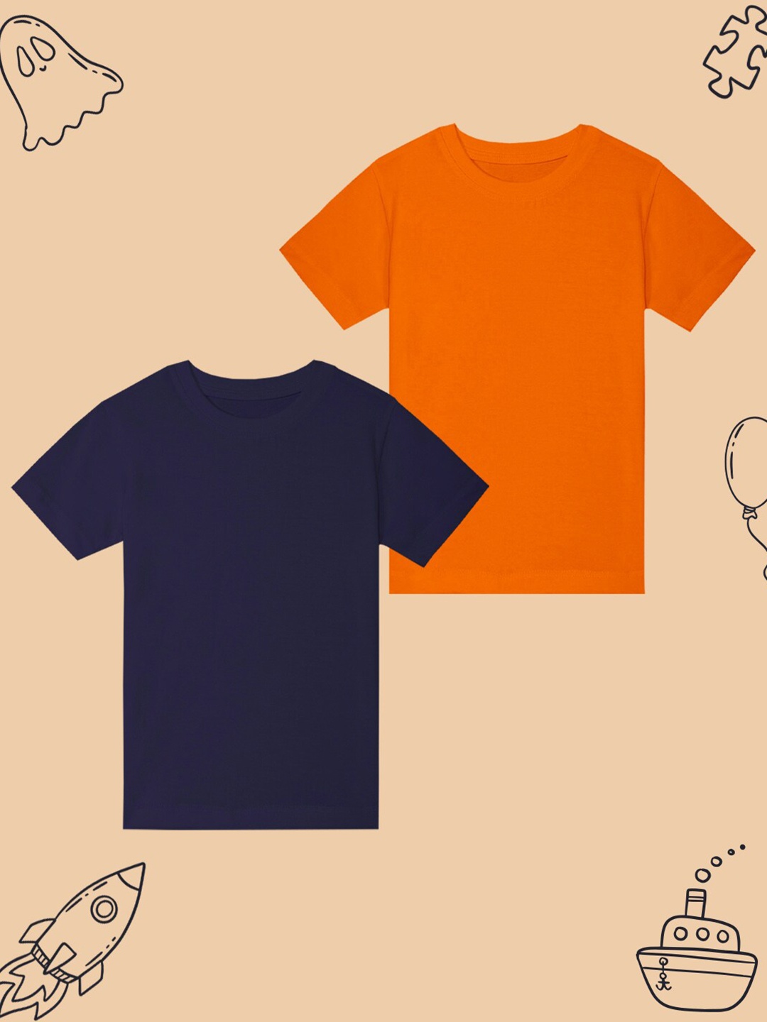 

BAESD Boys Pack of 2 Round Neck Cotton T-shirt, Navy blue
