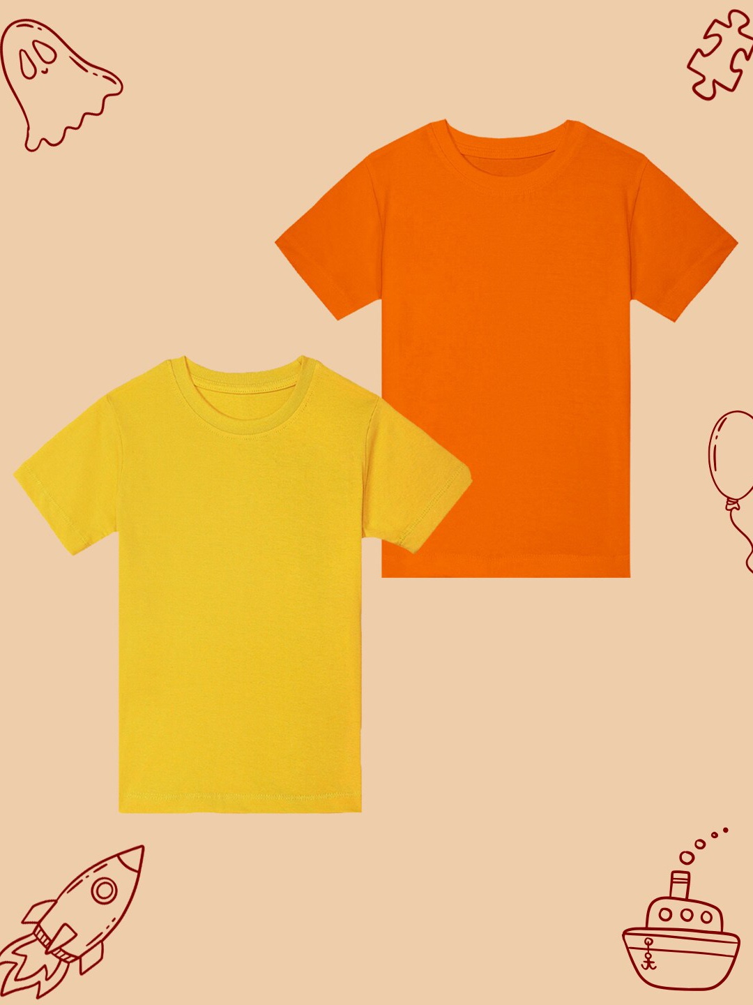 

BAESD Boys Pack of 2 Short Sleeves Round Neck T-shirt, Orange