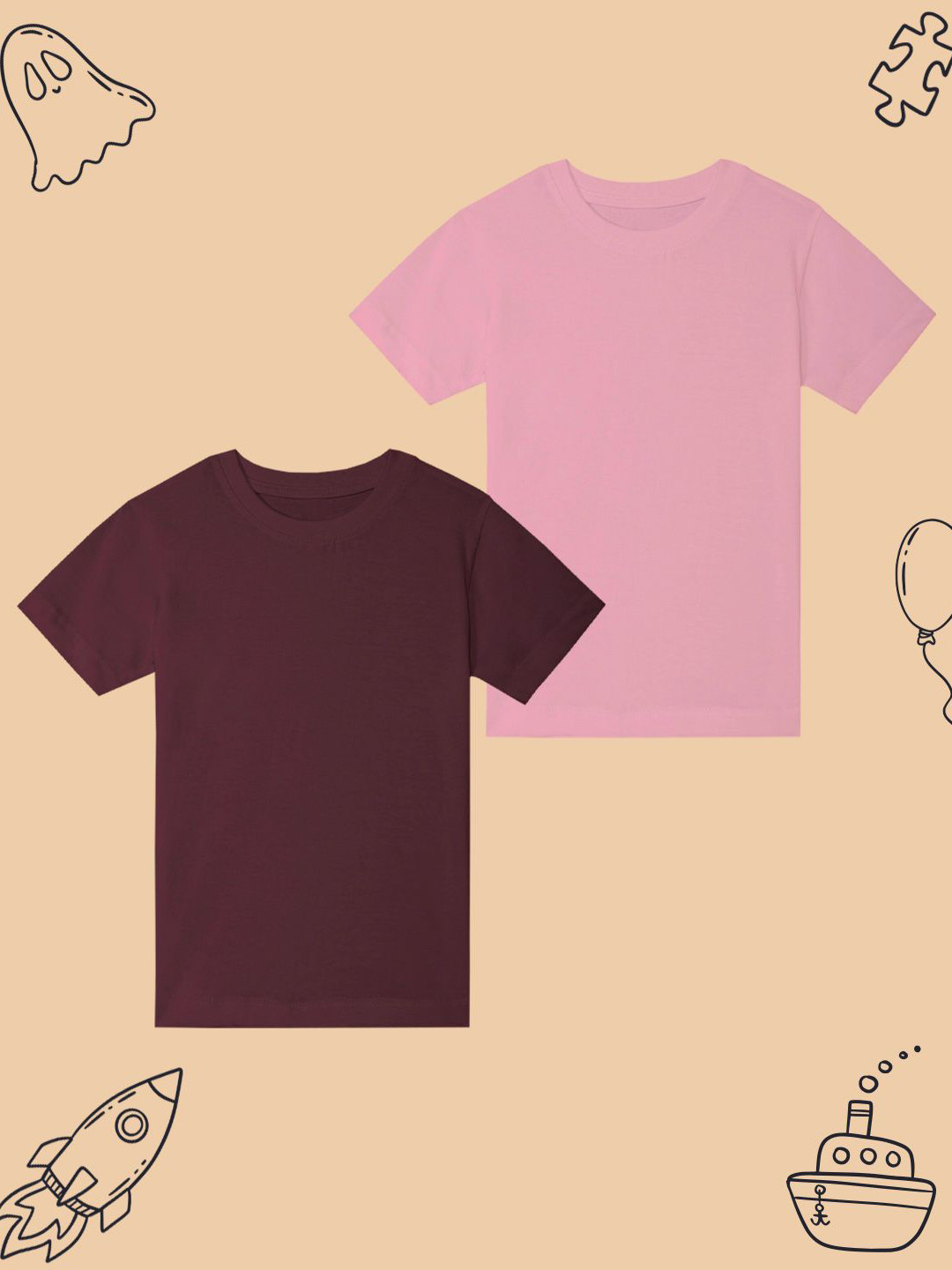 

BAESD Boys Pack of 2 Round Neck Short Sleeves T-shirt, Pink