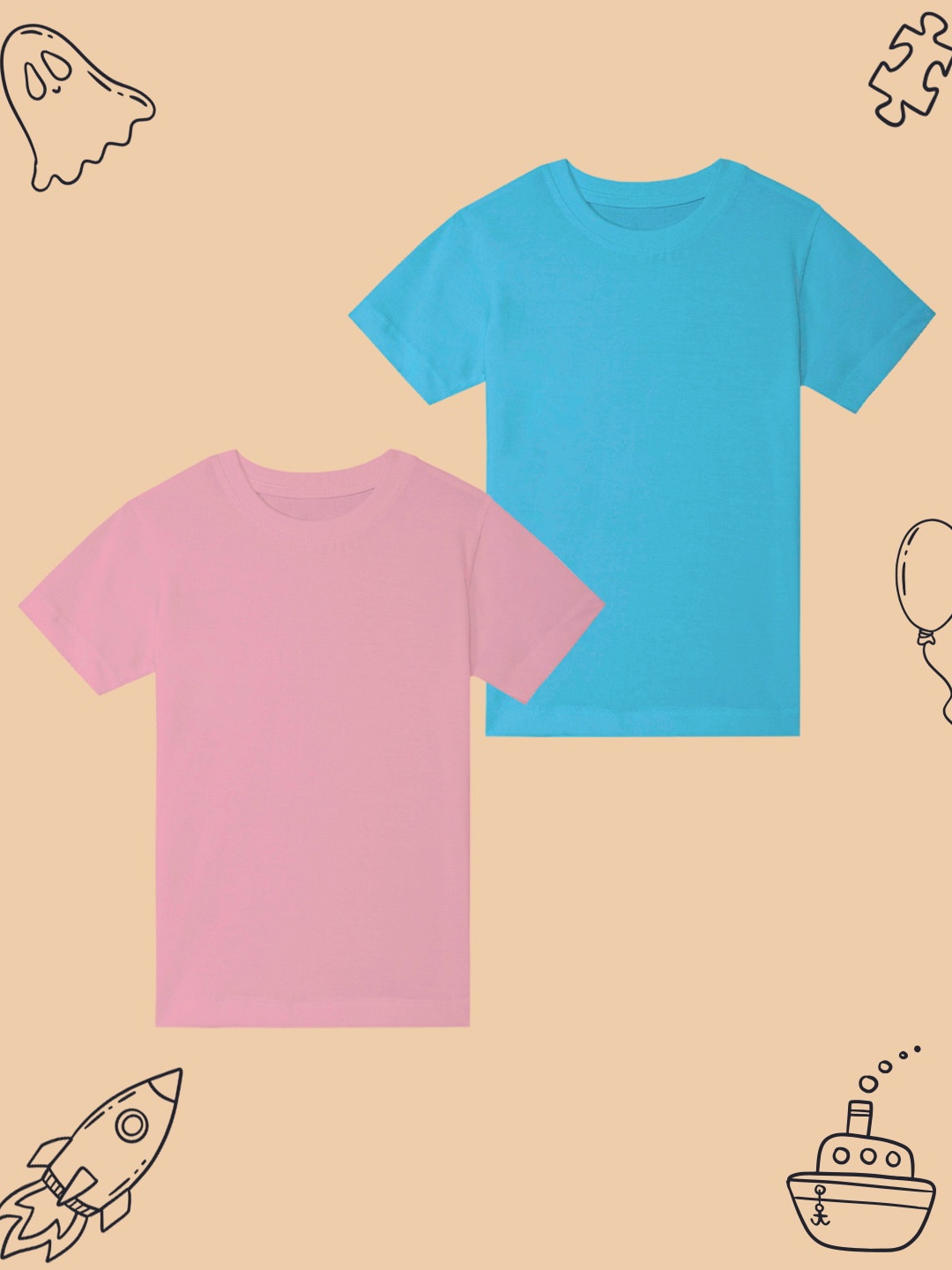 

BAESD Boys Pack Of 2 Solid Round Neck Short Sleeves Cotton Casual T-shirt, Blue