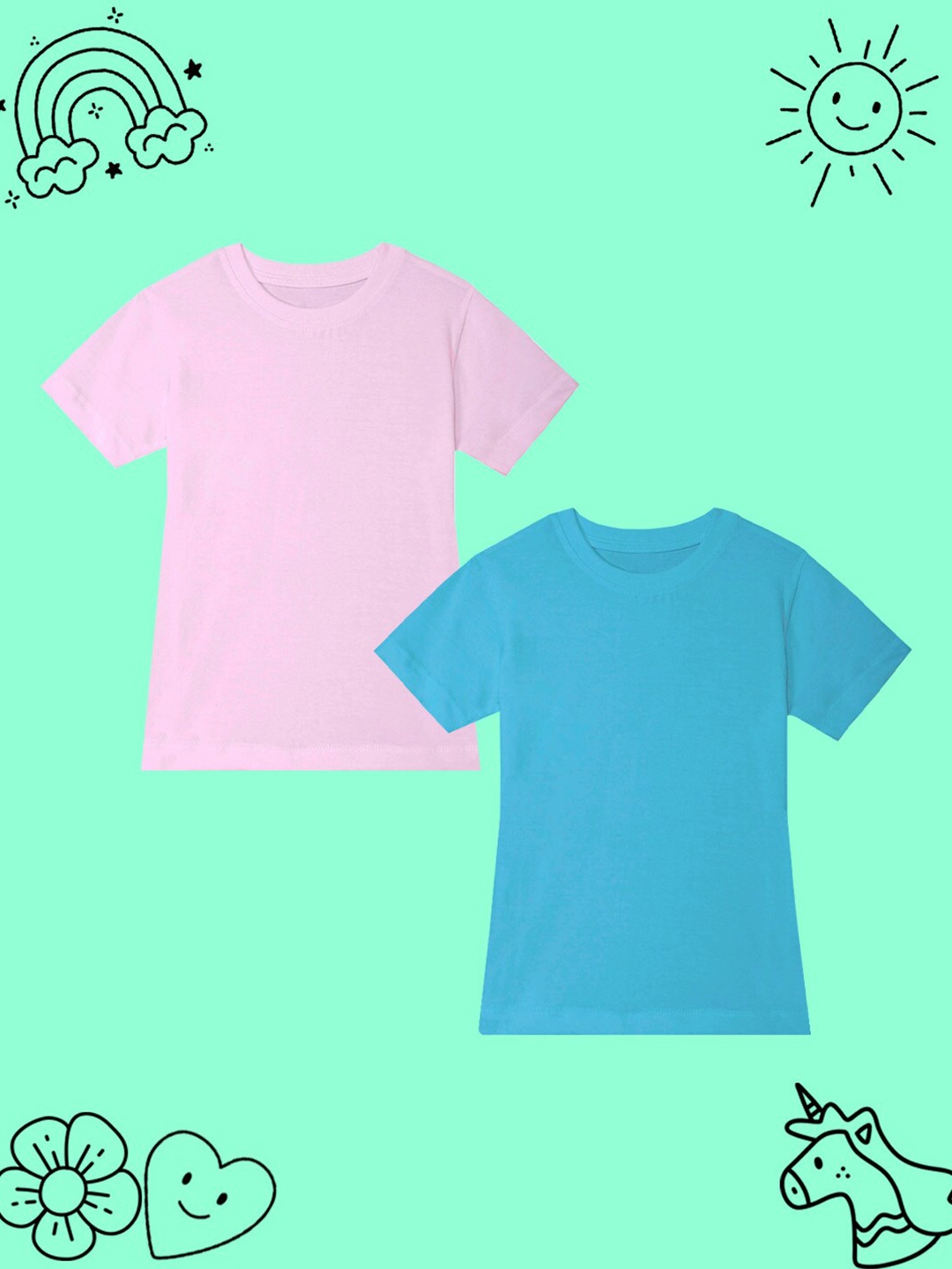 

BAESD Girls Pack of 2 Round Neck Cotton T-shirt, Pink