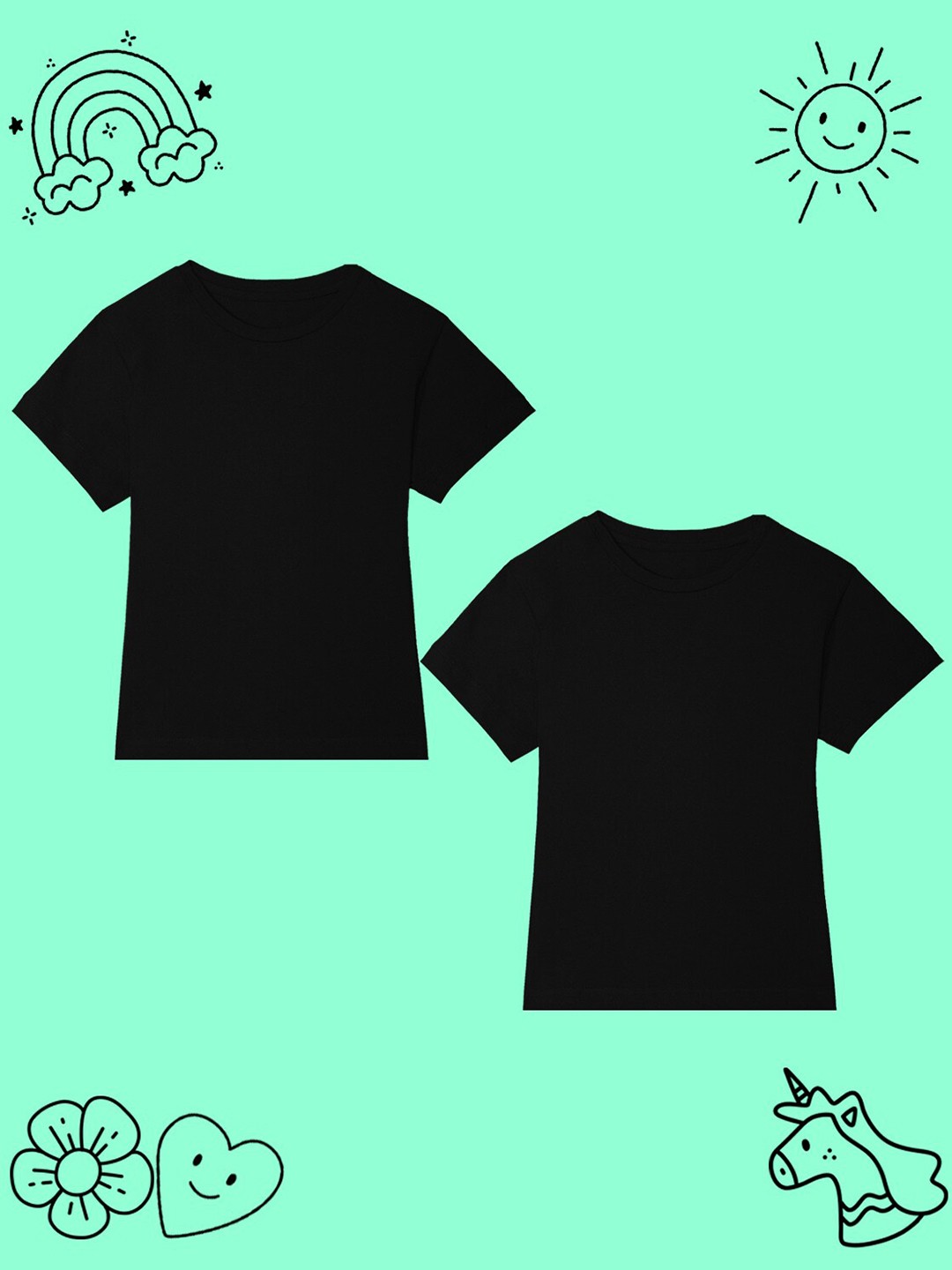 

BAESD Girls Pack Of 2 Solid Round Neck Short Sleeves Cotton Casual T-shirts, Black