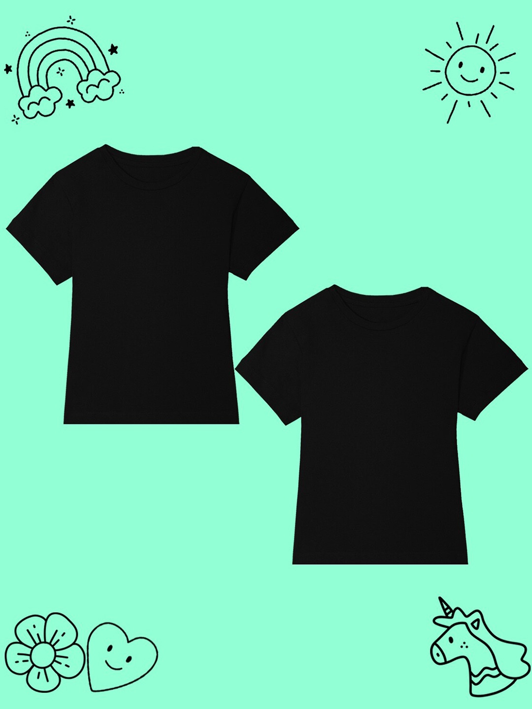 

BAESD Girls Pack of 2 Round Neck Cotton T-shirt, Black