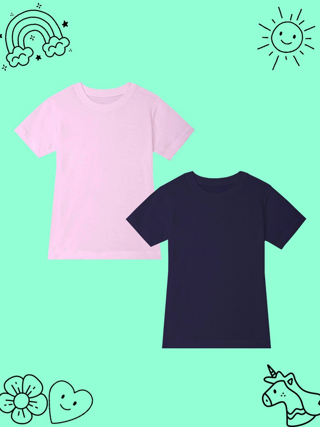 

BAESD Girls Pack of 2 Round Neck Short Sleeves T-shirt, Pink