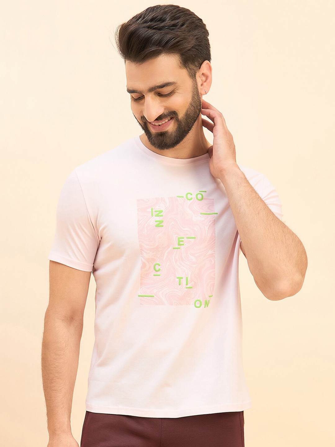 

Sweet Dreams Typography Printed Round Neck Cotton Casual T-shirt, Pink