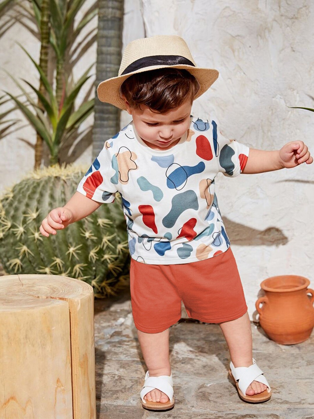 

BAESD Kids Printed T-shirt with Shorts, Rust